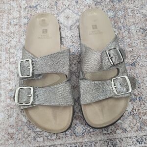 White Mountain Hollis Gold Glitter‎ Women's Sandals Size 8